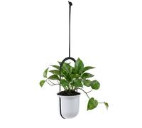 LAMELA Pot Suspendu en Plastique Rayé - Suspension Robuste - Ø 18 cm x H 17,3 cm, 2,3 L - Hauteur Réglable & Résistant - Intérieur et Extérieur - Blanc