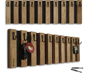 Lamelle porte-clés Portemanteau bois, chêne, crochet, patère, crochet mural, inox, portemanteau mural, panneau de vestiaire, pour hall, chambre d'enfant, chambre à coucher 60cm