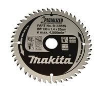 Lames carbure MAKITA B-33825 Ø136mmx20x48D ''Specialized'' Bois stratifié pour scies circulaires