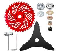 Lames de débroussailleuse, lames de désherbeur à 3 dents, lames en carbure de tungstène de 22,9 cm x 36 dents et lames de débroussailleuse à 3 dents en acier au carbone de 25,4 cm x 3 dents avec kit