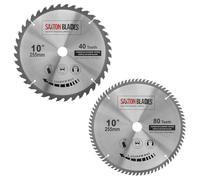 Lames de scie circulaire en bois Saxton TCT Mitre 255 mm x 40 et 80 dents x alésage de 25,4 mm compatibles avec les scies Evolution Rage (Lot de 2)