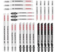 Lames de Scie Sauteuse a Tige en T 25 Pieces WORKPRO, Fabriquees en HCS/HSS/BIM, avec Etui de Rangement pour Coupe de Bois, Plastique et Metal