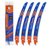 Lames de scie sauteuse de 300 mm, 6 dents par pouce, pour bois, ensemble de 4 pièces, bord incurvé, dents de type japonais