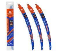 Lames de scie sauteuse, ensemble de 3 pièces, bord incurvé, 380 mm, dents japonaises, 6 dents par pouce, pour bois