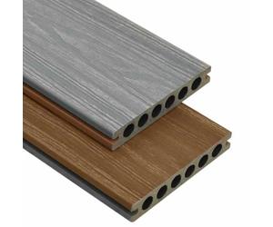 Lames de terrasse WPC avec accessoires, marron et gris, 36 m², 2,2 m | Tissu composite bois/plastique, hydrofuge, 23 mm d'épaisseur, coextrusion, réversible marron/gris