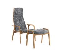 Lamino Fauteuil Haut Avec Repose-Pieds Chêne Huilé/Scandinavian Grey/Peau de Mouton