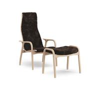 Lamino Fauteuil Haut Avec Repose-Pieds Hêtre Laqué Chêne/Espresso/Peau de Mouton