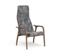 Swedese Fauteuil Lamino peau de mouton scandinavian grey. noyer laqué