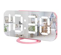 Lamisola Réveil numérique, grand écran LED, 2 ports de charge USB, luminosité réglable automatique, horloge moderne esthétique pour chambre à coucher, salon, bureau Rose