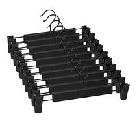 Lamitocs Lot de 10 Cintres pour Pantalon, Cintres Porte-Jupes, avec 2 Pinces antidérapants et réglables, pour Pantalons Suspendus, Chaussettes, Jupes - Noir