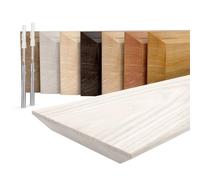 LAMO Étagère Flottante Murale Bois avec Fixation Invisible 40 cm | Couleur: blanc, Bord : 3x biseauté à 45 degrés | Bois massif | Largeur pour salle de bain, couloir, cuisine