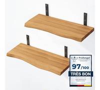 LAMO Manufaktur 2 étagères murales en Bois 2X 40cm | Etagère Murale en 100% Bois Massif | Etagère Murale pour Salon, Chambre à Coucher | étagères murales Set 2 Bord Naturel Couleur: Rustique