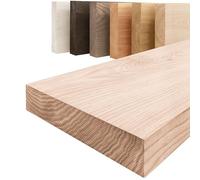 LAMO Manufaktur Étagère Bois Massif sans pièces de Fixation | Etagere 40 cm Largeur pour Salle de Bain, Couloir, Cuisine | Couleur: Brut, Bord: Droit | Bois Massif, Design Moderne, Belle veinure