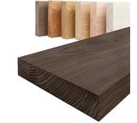 LAMO Manufaktur Étagère Bois Massif sans pièces de Fixation | Etagere 40 cm Largeur pour Salle de Bain, Couloir, Cuisine | Couleur: Noir, Bord: Droit | Bois Massif, Design Moderne, Belle veinure