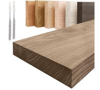 LAMO Manufaktur Étagère flottante murale bois avec fixation invisible Etagere 40 cm largeur Couleur : noisette Bord : droit
