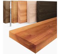 LAMO Manufaktur Étagère Flottante Murale Bois avec Fixation Invisible | Etagere 40 cm Largeur pour Salle de Bain, Couloir, Cuisine | Couleur: foncé, Bord: Droit | Bois Massif, Design Moderne