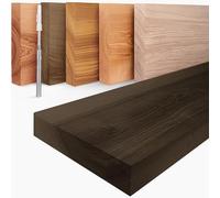 LAMO Manufaktur Étagère Flottante Murale Bois avec Fixation Invisible | Etagere 40 cm Largeur pour Salle de Bain, Couloir, Cuisine | Couleur : Noir, Bord : Droit | Bois Massif, Design Moderne