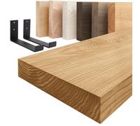 LAMO Manufaktur Étagère murale avec supports en J noirs Etagere 40 cm largeur Couleur: rustique Bord: droit