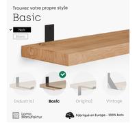 LAMO Manufaktur Étagère murale avec supports en L noirs Étagère 160cm largeur Couleur: rustique, Bord: droit