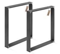 LAMO Manufaktur Lot de 2 Pieds de Table à Manger ou de Bureau, modèle Simple Massive, Profil 80x20 mm, 60x72 cm (L x H), Acier Brut, LTS-01-C-CC-0000