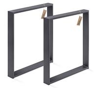 LAMO Manufaktur Lot de 2 Pieds de Table à Manger ou de Bureau, modèle Simple Massive, Profil 80x20 mm, 100x72 cm (L x H), Grise, LTS-01-C-FF-7016