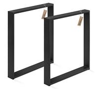 LAMO Manufaktur Lot de 2 Pieds de Table à Manger ou de Bureau, modèle Simple Massive, Profil 80x20 mm, 70x72 cm (L x H), Noire, LTS-01-C-EE-9005