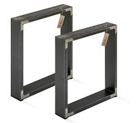 LAMO Manufaktur Lot de 2 Pieds de Table Basse, modèle Simple Massive, Profil 80x20 mm, 60x43 cm (L x H), Acier Brut, LTS-01-C-AA-0000