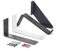 LAMO Manufaktur Support mural en métal, équerre pour étagère murale, Basic, Noir 20x10x4 cm, 1 pièce, LLR-L-200-9005