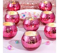 LAMORGIFT Lot de 12 bougeoirs rose vif pour décorations de fête d'anniversaire Barbie - Décorations de fête prénuptiale d'été, bougeoirs votifs pour mariage, centre de table rose pour discothèque,