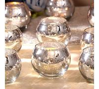 LAMORGIFT Lot de 12 bougeoirs votifs argentés en Verre Mercure pour décoration d'intérieur et de Mariages/fêtes, centres de Table