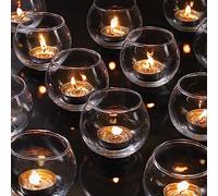 LAMORGIFT Lot de 36 bougeoirs Ronds en Verre pour Bougies votives/flottantes, pour Mariage, fiançailles, fêtes prénuptiales, centres de Table