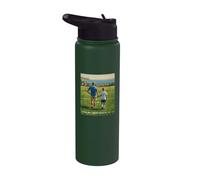 L'AMOUR D'UN PÈRE ET FILS POUR FOOTBALL AU BORD DE LA MER Stainless Steel Insulated Water Bottle