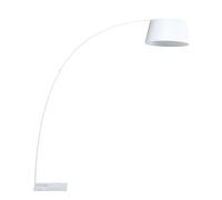 Lampadaire 188 cm Courbe à Abat-Jour en Trapèze en Métal et Marbre Blanc Benue