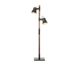 Lampadaire 2L - Brilliant - Plow - 153,5x50x31cm - E27 2x10W - noir et bois