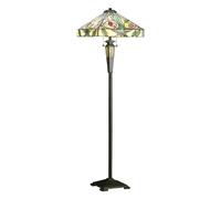 Lampadaire à 2 Lumières, Bronze Foncé, Verre Style Tiffany, E27
