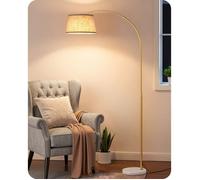 Lampadaire à arc - EDISHINE - Doré - Hauteur & orientation réglables - H143-176 cm - Télécommande & pédale - Ampoule E27 dimmable
