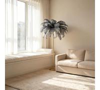 Lampadaire à plumes de palmier noir, lumières LED pour chambre à coucher