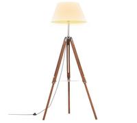 Lampadaire à trépied en bois de teck - vidaXL - Hauteur réglable 100-141 cm - Marron miel et blanc
