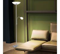 Lampadaire à Vasque Bras Flexible Éclairage Lecture Verre Blanc 2xE27 1xE14