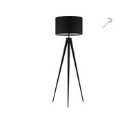Lampadaire - TECTAKE - Lampe sur pied LUNARIS avec trépied en acier et abat-jour à l'aspect lin 57 x 57 x 158 cm - Noir