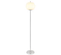 Lampadaire Abat-jour en verre opalin Lampe sur pied argentée Lampe de salon sur pied, métal nickel, douille E27, DxH 30x160 cm
