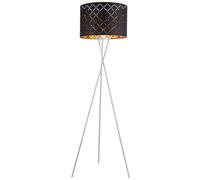 Lampadaire abat-jour textile lampe d'appoint or noir lampe trépied 3 pieds textile, nickel mat, douille E27, DxH 62x158 cm