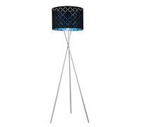 Lampadaire abat-jour textile noir doré lampe latérale trépied 3 pieds avec télécommande, dimmable, nickel mat, 1x LED RGB 8,5W 806Lm blanc chaud, PxH 62x158 cm