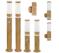 Lampadaire applique murale aspect bois balcon jardin lampe d'extérieur lampe d'extérieur avec détecteur de mouvement, verre en acier inoxydable, UP DOWN, LED Holzoptik - Wandleuchte Bewegungsmelder