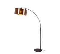 Lampadaire arc industriel noir avec abat-jour cuivre 1xE27 40W Lucide RANKOS
