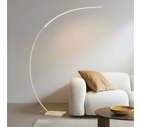 Lampadaire arc Kendra Lindby, dimmable, blanc, Salon / Salle à manger, Métal, Moderne, Lampadaire