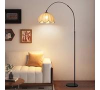 Lampadaire Arc Lampadaires noirs Lampe sur pied à hauteur réglable avec base en marbre Abat-jour en tissu Lampe haute avec interrupteur à bouton-poussoir Lampe de lecture pour canapé en arc pour