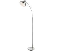 Lampadaire arc lampe de salon métal nickel mat chrome, 1x E27 LED blanc chaud hauteur 155 cm, salon chambre couloir