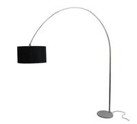 Lampadaire Arc LAURENCE 240 cm avec Base en Marbre Blanc et Abat-Jour en Tissu Ø50 cm, Douille E27