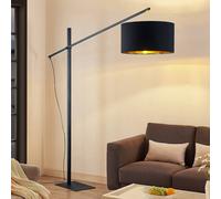 Arcchio Lampadaire Mossa (Moderne) en Noir Métal e. a. pour Salon & Salle à manger (1 lampe,à E27), arqué lampadaire arc lampe sur pied de salon éclairage